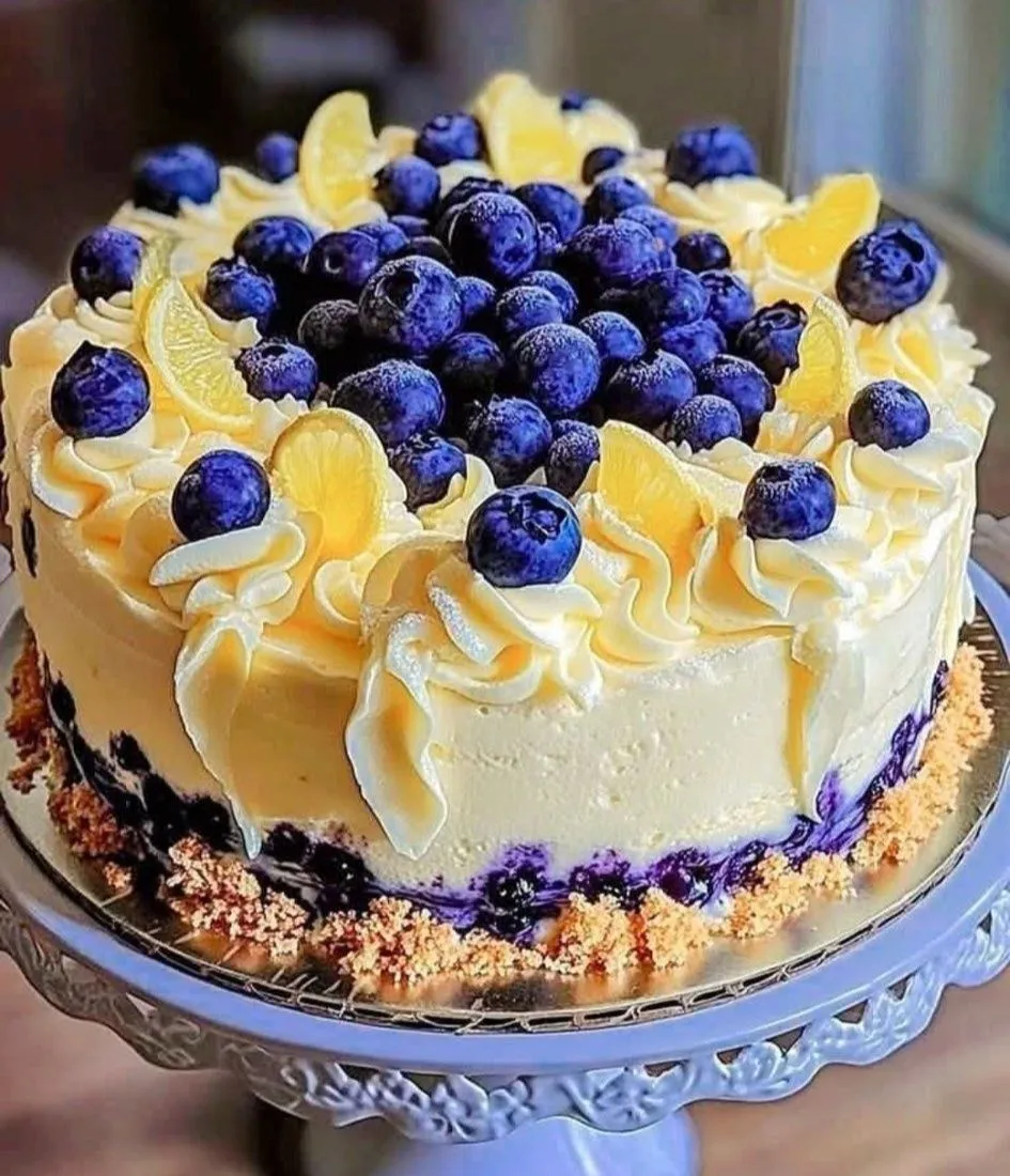 Blueberry Cake with Lemon Cream Cheese Frosting