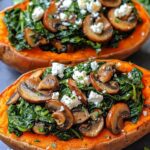 Creamy Mushroom and Spinach Stuffed Sweet Potatoes