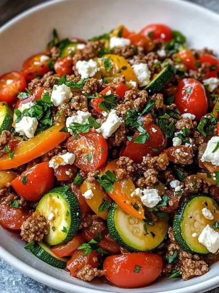 Mediterranean Ground Beef Stir Fry