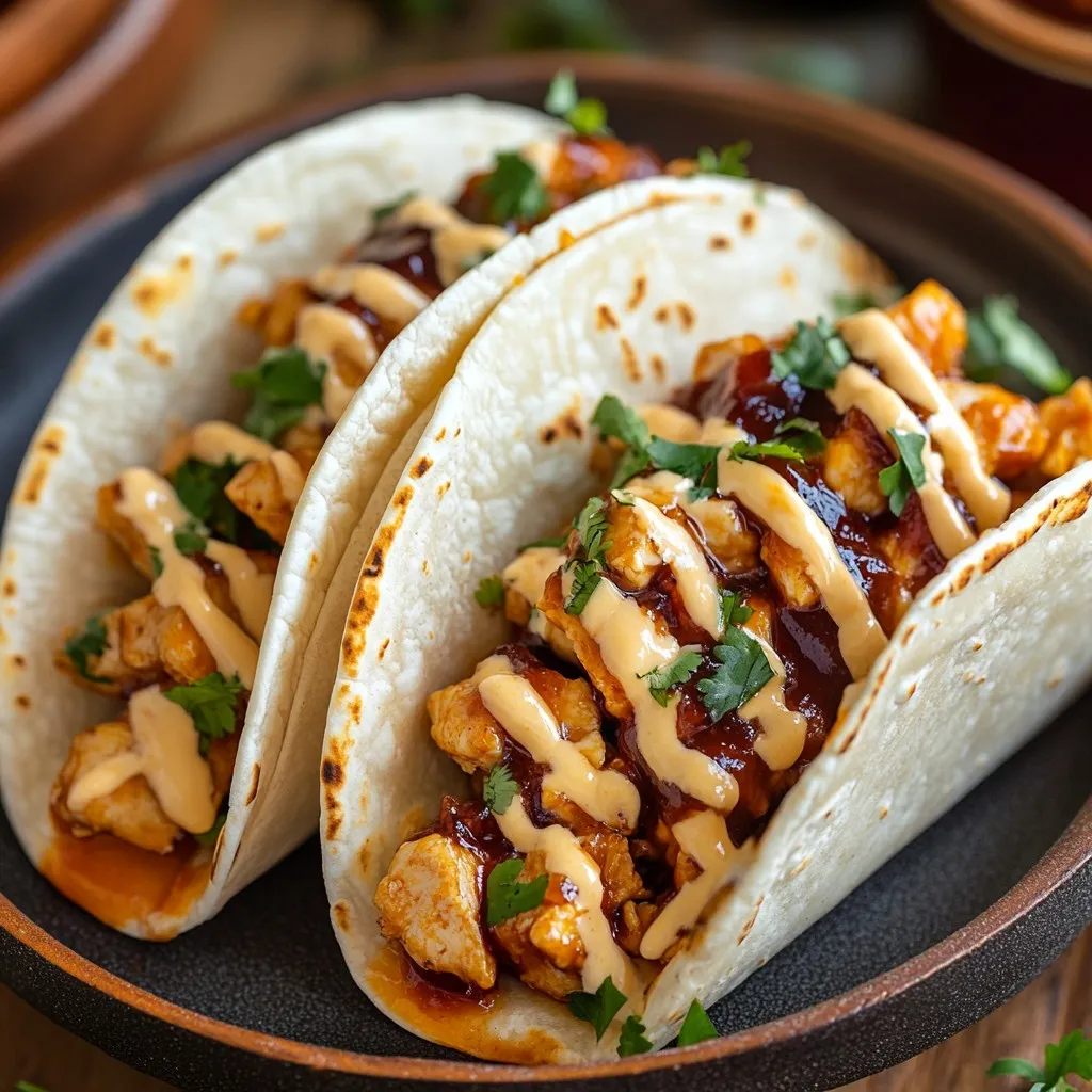 garlic butter honey BBQ chicken tacos