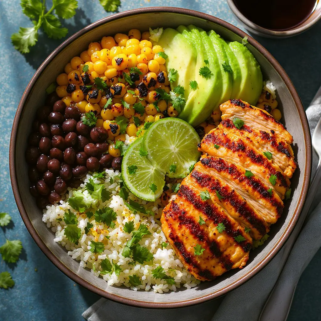 Healthy Chicken Rice Bowl with Street Corn: 30-Min Dinner Hero