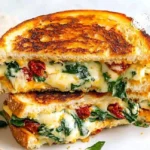 Mediterranean Spinach Grilled Cheese 3 Grilled cheese sandwich with Mediterranean spinach filling