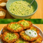 Crispy Pan Fried Zucchini: A Simple and Delicious Side Dish 3 Crispy pan fried zucchini slices stacked on a plate