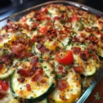 Easy Cheesy Zucchini Bake (Low-Carb, Keto) 3 Easy cheesy zucchini bake topped with golden melted cheese