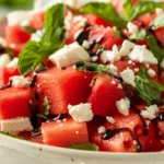 Watermelon mint feta balsamic salad fresh summer recipe