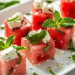 Watermelon feta mint salad cups bite size appetizer