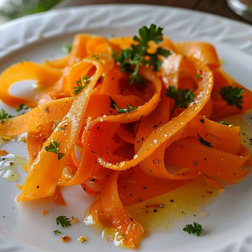 Carrot Ribbon Salad Recipe: A Fresh, Easy, and Delicious Side Dish 8 adamberranii Served carrot ribbon salad garnished with fresh a1fce66d e94d 4927 82a5 a59953369b14 3