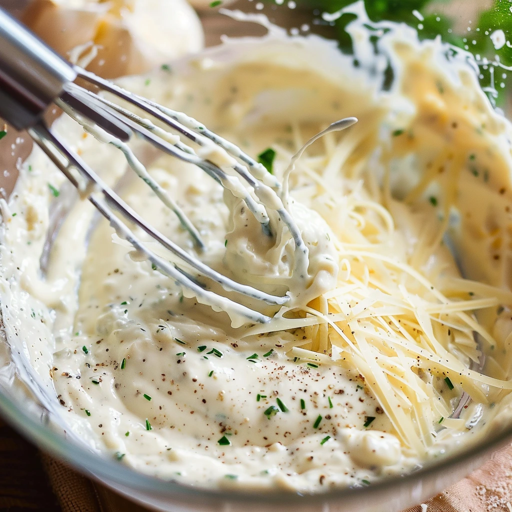 Creamy Pasta Caesar Salad: A Delicious Twist on a Classic 7 adamberranii Tight shot of whisk mixing creamy Caesar dressin 88b87db8 ee7c 4f1c b359 f97775fb1d60 1