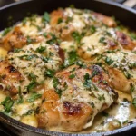 Garlic Parmesan Chicken sizzling on a Blackstone griddle