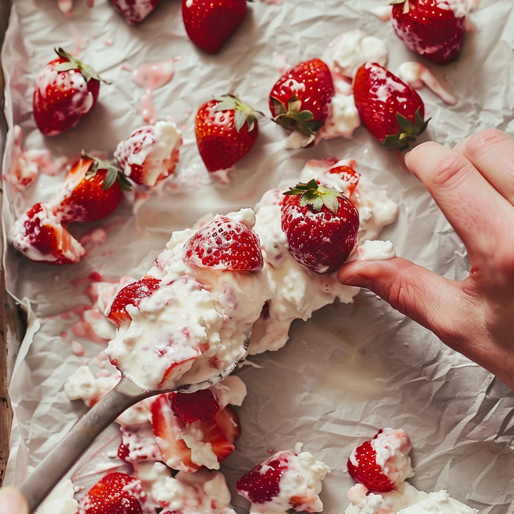 adamberranii yogurt and strawberry mixture being scooped onto cd1283e6 7bca 469a 8dd2 419901f07578 3