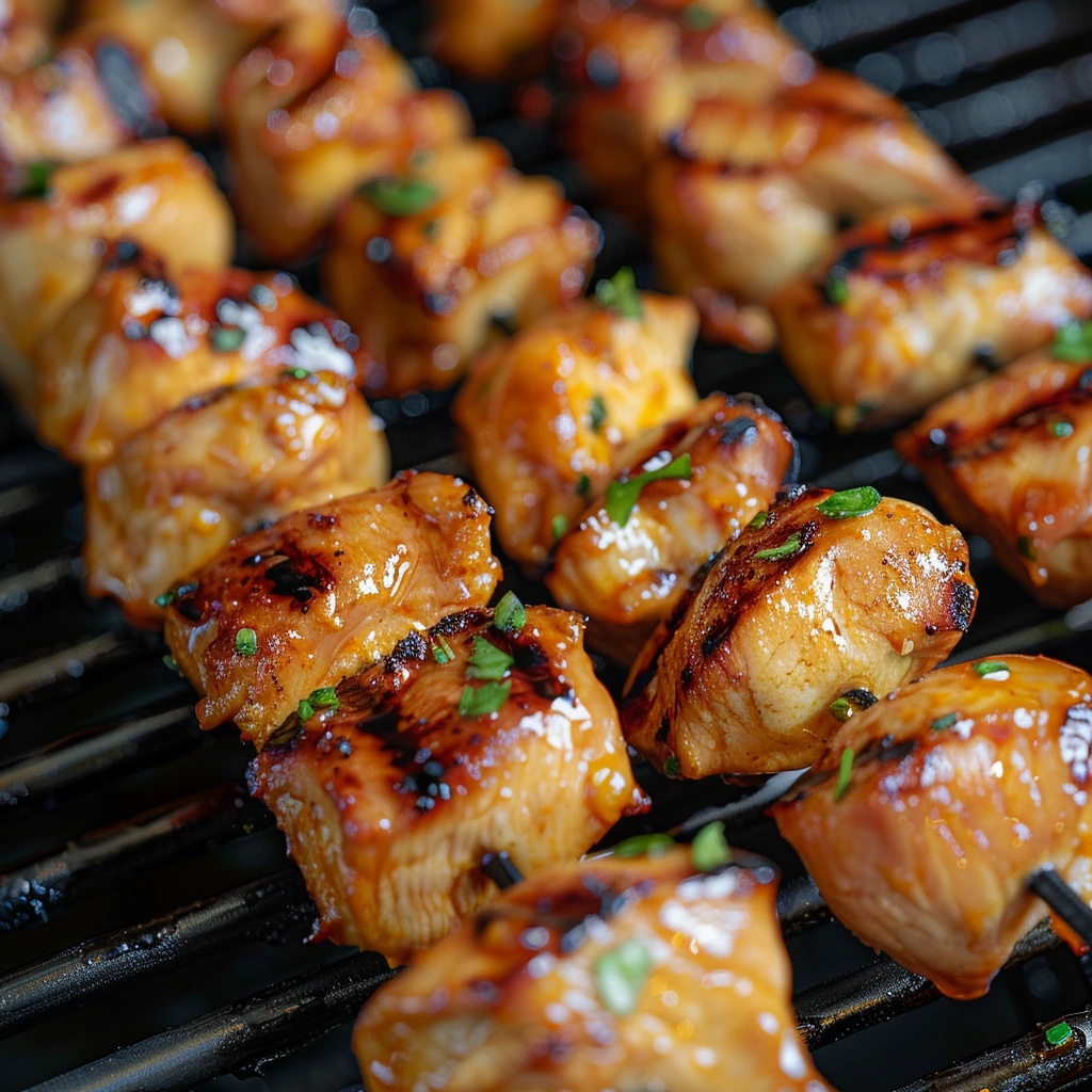 BBQ Chicken Skewers With Veggies :The Ultimate Guide for Juicy, Flavorful Grilling 6 adamberranii Close up of marinated chicken pieces on skewers 247ad9b0 dd33 4a0f 9758 bb48e33ea949 0