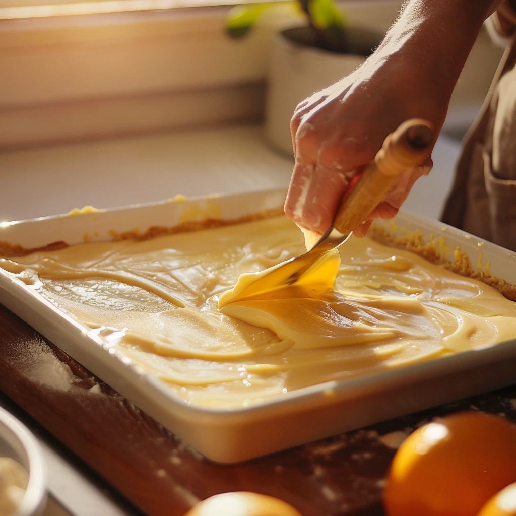 Orange Creamsicle Bars : The Best No-Bake Summer Dessert 2025 7 adamberranii Pouring creamy orange filling over chilled crust 42eb7e63 0b78 4fe0 a9b0 1023d31516b1 0