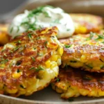 Zucchini Corn Fritters with Yogurt Dip