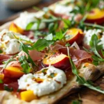Peach Burrata Prosciutto Flatbread