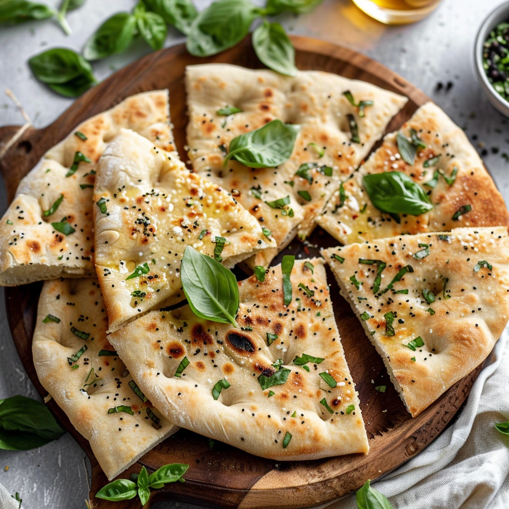 adamberranii Sliced flatbread wedges served with fresh basil 34676660 5677 4029 9588 6ccd09c2ba7f 0